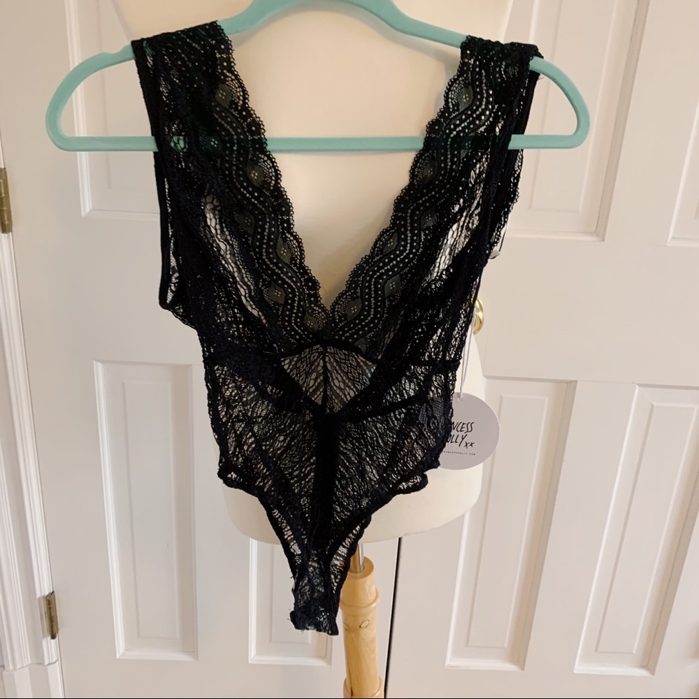 NWT Princess Polly The Lexa Bodysuit in Black Lace